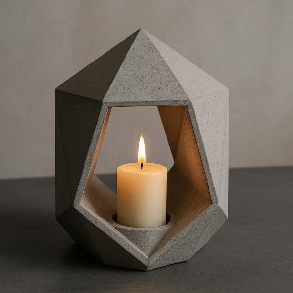 Modern Geometric Concrete Candle Lamp