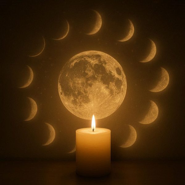 Moon Phase Projection Candle Night Light